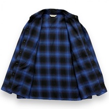 美品 COOTIE PRODUCTIONS クーティー Ombre Check L/S Shirt オンブレ チェック 長袖 コットン シャツ ワイド ボックスシルエット S ブルー_画像5