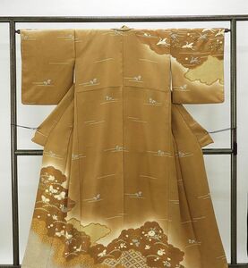 訪問着 正絹 雲取花鳥模様 身丈156.5cm 裄丈64.5cm 付下訪問着 美品 リサイクル 中古 着物 結婚式 入学式 卒業式 b0454