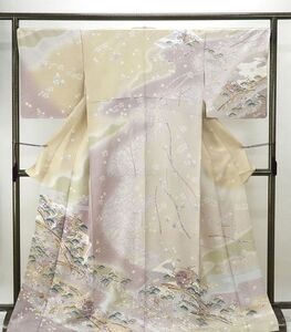 訪問着 新品仕立済 正絹 四季花宝くし模様 身丈170.5cm 裄丈68.5cm 訪問着 新品 仕立て上がり 着物 結婚式 入学式 卒業式 b1990