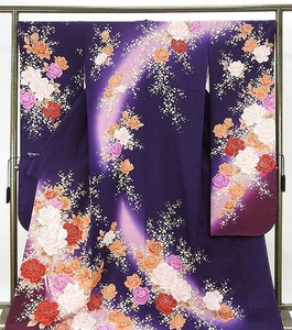  long-sleeved kimono new goods .. settled silk rose .. Sakura pattern long-sleeved kimono new goods brand new kimono coming-of-age ceremony wedding e1004