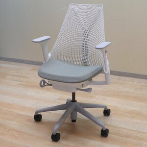 ハーマンミラー Herman Miller セイルチェア 肘付きオフィスチェア ホワイト/グレー 事務椅子 パソコンチェア EG13018 中古オフィス家具