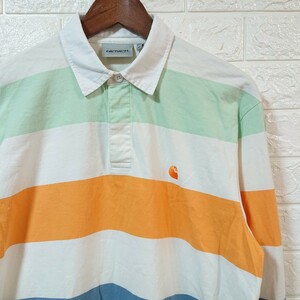 【良品】carhartt WORK IN PROGRESS カーハート WIP L/S HENWICK RUGBY SHIRT マルチカラー ボーダー ラガーシャツ Mサイズ 