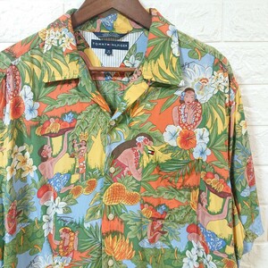 【90s-00s】Old TOMMY HILFIGER オールド トミーヒルフィガー ハワイアン 女性柄 レーヨン アロハシャツ Mサイズ 希少柄 rayon aloha shirt