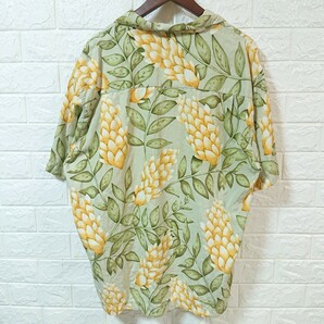 【高級】Tommy Bahama トミーバハマ ボタニカル柄 植物柄 ココナッツボタン シルク アロハシャツ Mサイズ botanical pattern silk alohaの画像3