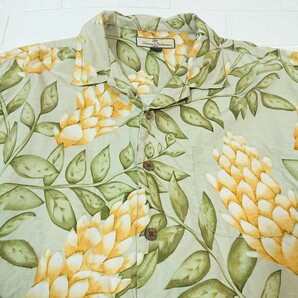 【高級】Tommy Bahama トミーバハマ ボタニカル柄 植物柄 ココナッツボタン シルク アロハシャツ Mサイズ botanical pattern silk alohaの画像4