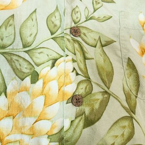 【高級】Tommy Bahama トミーバハマ ボタニカル柄 植物柄 ココナッツボタン シルク アロハシャツ Mサイズ botanical pattern silk alohaの画像6