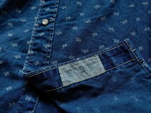 名作 RRL Indigo Cotton Western Shirt 本藍染め 日本製生地 インディゴ ウエスタンシャツ コンチョ ロゴ 総柄 ラルフローレン デニム _画像5