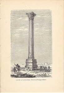 1870年代　アンティークプリント　古代アレクサンドリアの円柱