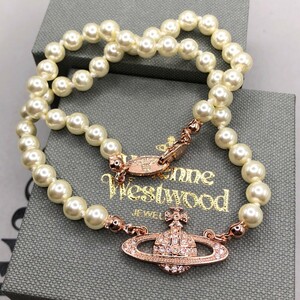 【送料無料】Vivienne Westwood ヴィヴィアン ウエストウッド ミニバスレリーフ オーブ パール チョーカー ネックレス ピンクゴールド