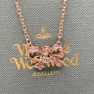 【送料無料】Vivienne Westwood ヴィヴィアン ウエストウッド リボン ハート オーブ ネックレス ペンダント ピンクゴールド