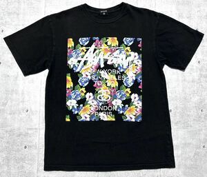 Stussy World Tour с коротким рукавом T -Flight Pattern Black Street Skating Subculture Square Stussy Ball 9384