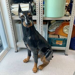 プラスチック製 FRP 犬 ドーベルマン 置物 オブジェ 飾り インテリア 玄関 ガーデニング 高さ約83cm