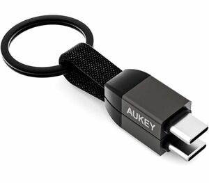 AUKEY USB Type-C to C ストラップ型ケーブル 10cm USB-C キーホルダー型 データ転送 480Mbps