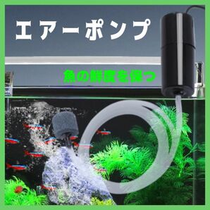 エアーポンプ 水槽 釣り アクアリウム 酸素 ストーン USBの画像1