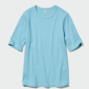 UNIQLO ユニクロ　リブクルーネックT（5分袖）