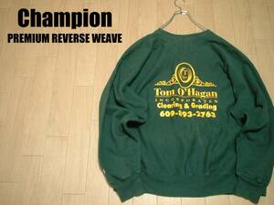 Champion PREMIUM REVERSE WEAVEスウェットXLモスグリーン正規チャンピオン00sプレミアムリバースウィーブトレーナーVINTAGE刺繍トリコ