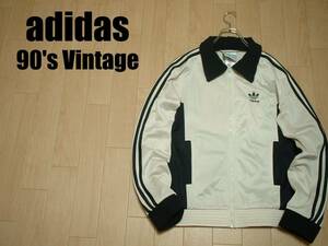  сокровище 90s Vintage adidas бежевый x чёрный черный 3 линия джерси верх M спортивная куртка стандартный Adidas VINTAGEto зеркальный . il десять тысяч национальный флаг бирка вышивка 