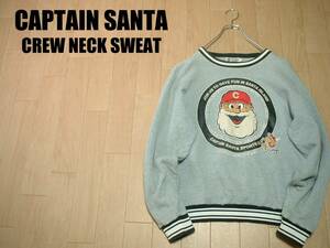 CAPTAIN SANTA big Logo print sweat M crew neck . gray regular Captain Santa MADE IN JAPAN Joy Mark design sweatshirt 