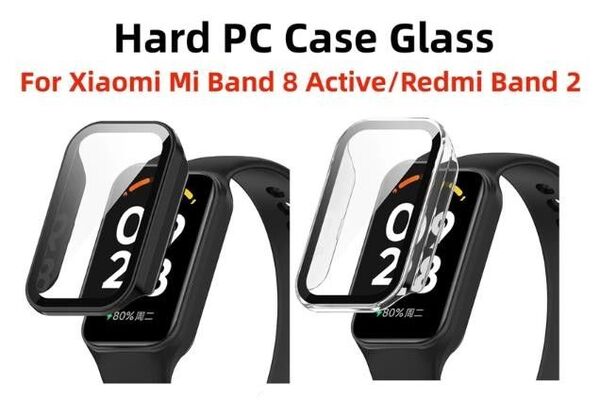 2個セット Xiaomi Smart Band 8 Active / Redmi Band 2 ガラス 保護 ケース カバー