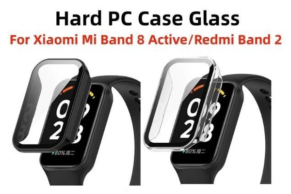 2個セット Xiaomi Smart Band 8 Active / Redmi Band 2 ガラス 保護 ケース カバー 