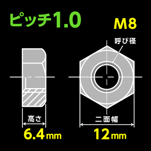 ステンレス 六角 ナット 細目 M8 ピッチ 1.0mm 二面幅12mm 高さ6.4mm 2個入の画像6