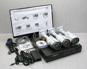 ■JSS/日本防犯システム 4TB/4ch デジタルレコーダー JS-RH2004 + 監視カメラ JS-CH2020(3台) + HP 20型モニター ProDisplay P203 完動美品