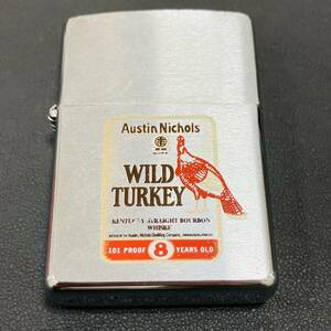 ♯6224④★Zippo WILD TURKEY ワイルドターキー アメリカ産 シルバーカラー コレクション コレクター 着火未確認 ジャンク品★現状保管品