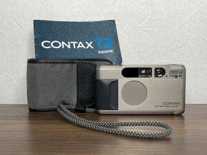 Y299【純正ケース&説明書付き】 コンタックス CONTAX T2 Carl Zeiss Sonnar 38mm F2.8 T* チタンシルバー コンパクトフィルムカメラ