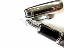 希少品 MONTBLANC モンブラン ボエム シャークスキン 万年筆 マザーオブパール ジュエル ブラックレザー ステッチ ペン先 18K 750_画像6