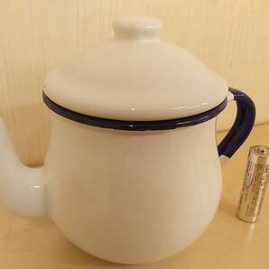 【昭和アンティーク】 ホーロー コーヒーポット ティーポット 紅茶 葫蘆 茶器 白 インテリアの画像3