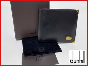 即決 dunhill ダンヒル 二つ折り 財布 黒 箱付 ウォレット レディース メンズ D7