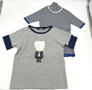 ｇ693ＳＫ　KARL LAGERFELD カールラガーフェルド レディース Tシャツ 半袖トップス 2点セット 半袖 +サマーセーターソー サマーニット