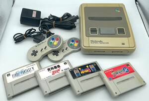 y675E 任天堂 スーパーファミコン 本体 コントローラー 配線 カセット 4本セット SUPER Famicom スーファミ Nintendo 動作未確認