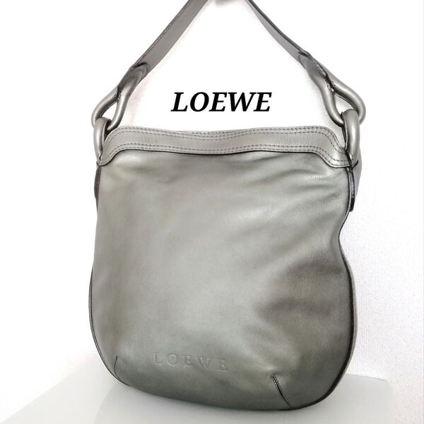 LOEWE ロエベ セミショルダーバッグ シルバーグリーン