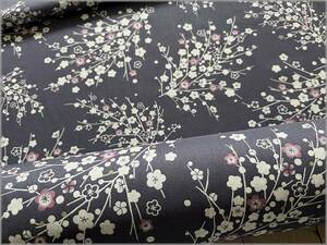 mets★5m*風光明花*梅の花*和柄*スケア*gray*コットン*生地83E