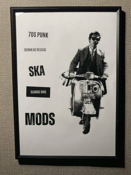 MODS モッズ vespa ska 2TONE A4 ポップアート 額付き 送料込み