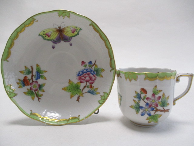 Herend Victoria Bouquet Cup & Saucer 1 Customer Good Condition Butterfly Hand Painted Coffee Cup, tableware, By Brand, Herend
