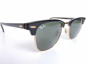 正規品 Ray-Ban レイバン サングラス クラブマスター RB 3016 W0365 49□21 145 ブラック×ゴールドカラー ケース付き 美品