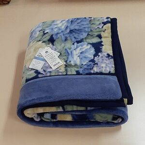 西川　サンダーソン　アクリル毛布　2枚合わせ　シングルサイズ　　アクリル100%　制電性素材　ブルー　日本製