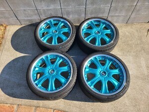 【送料無料】RAYS VOLKRACING GT-EGO 20インチ8.5J +46　114.3/112マルチPCD ハイパーグリーン風 二液ウレタン自家塗装　鍛造リム2ピース