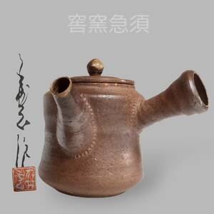 (S-6)南蛮焼成急須 茶注梨皮朱泥 茶銚 共布 共箱 常滑 本物保証 煎茶道具 茶壺 南蛮焼 常滑茶器 備前