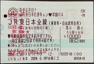 使用済　旅せよ平日！JR東日本たびキュン早割パス　キャンパス