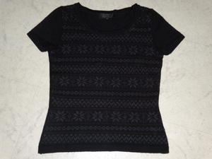 # beautiful goods UNTITLED Untitled made in Japan world wool wool 95% black black short sleeves knitted sweater tops 2 number M size 38