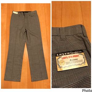 新品未使用デッド品☆廃番！LEVI'S STA-PREST W32/LVC・TALON-ZIPスタプレ 70sビンテージ復刻 グレンチェック総柄！スラックスパンツ 78644