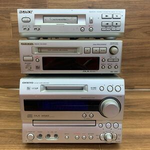 ◆E-42 SONY ソニー TC-TX373 ONKYO オンキョー MD-105X FR-N7X カセットデッキ ディスクレコーダー CD MD チューナーアンプ 通電確認済み