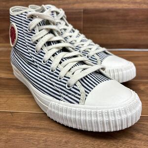 KT240306 D-51 PF FLYERS ピーエフフライヤーズ ストライプ カジュアルスニーカー ハイカットスニーカー ブルー ホワイト メンズ 26cm