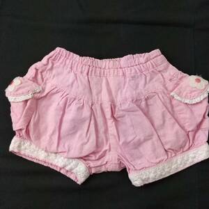 M1-01087 送料無料 【中古品】 Cor neiue ショートパンツ 幼児・女児 90 ピンク・白 花の部分に毛玉有り G