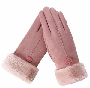 レディース 手袋 ピンク×ピンク ボア 暖かい 秋冬 スマホ対応 ミトン グローブ スマホ対応