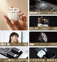 2024 最新イヤホン ワイヤレスイヤホン ノイズキャンセリング Bluetooth 5.3　Airpods式イヤホン_画像3