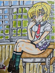 Art hand Auction Hand-drawn illustration Self-made illustration Doujin colored paper (medium size) Postcard Symphogear Akatsuki Kirika set, comics, anime goods, hand drawn illustration